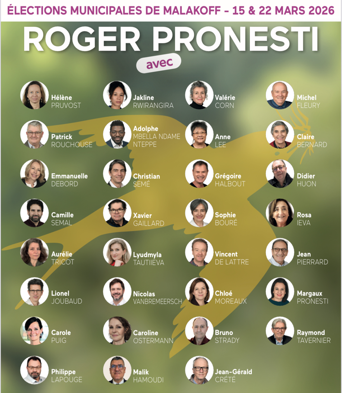Trombinoscope des candidats