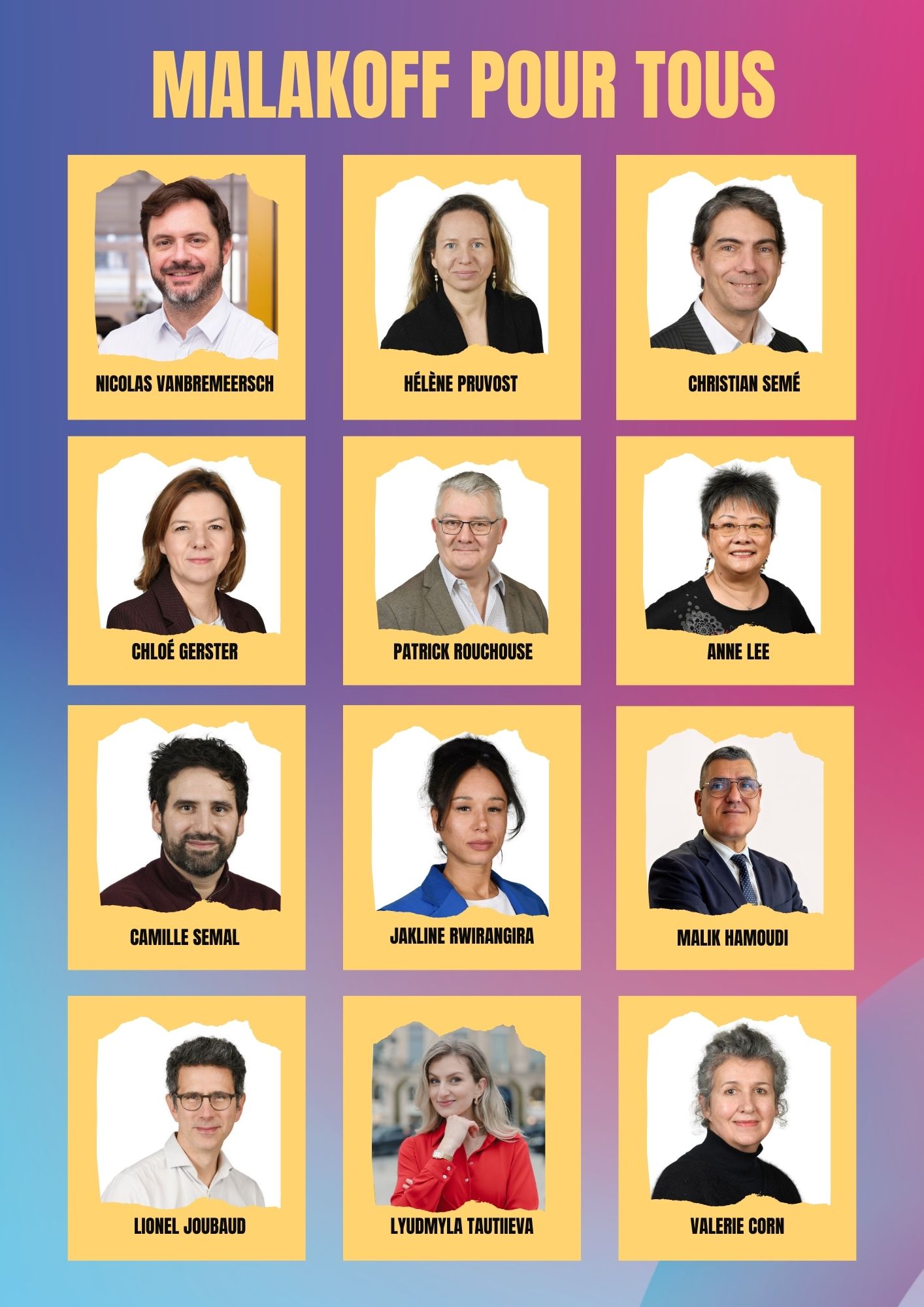 Trombinoscope des candidats – aperçu